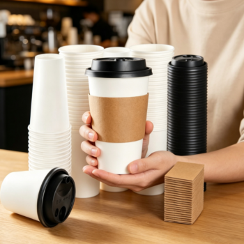 Minimalist Business Paper Cup with Kraft Paper Heat-Insulating Sleeve