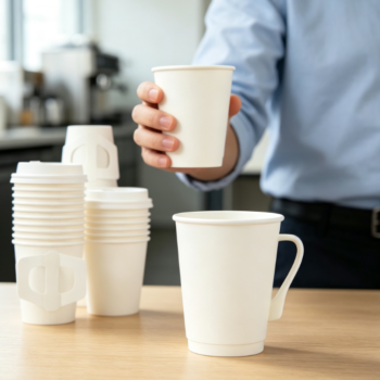 Minimalist All-White Paper Cup with Handle