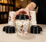 Vintage Pastoral Floral Print Paper Cup with Lid
