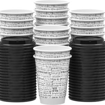 Double-Wall Disposable Hot Beverage Cups with Lids – Suitable for Home, Office, Weddings, and Travel